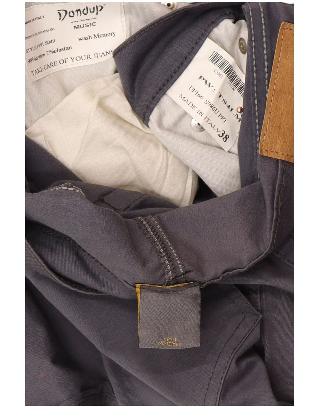 DONDUP Muške uske ležerne hlače W38 L34 Sivi pamuk