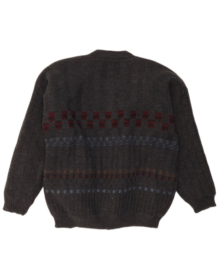 FINNEGAN muški kardigan pulover veliki sivi geometrijski akril