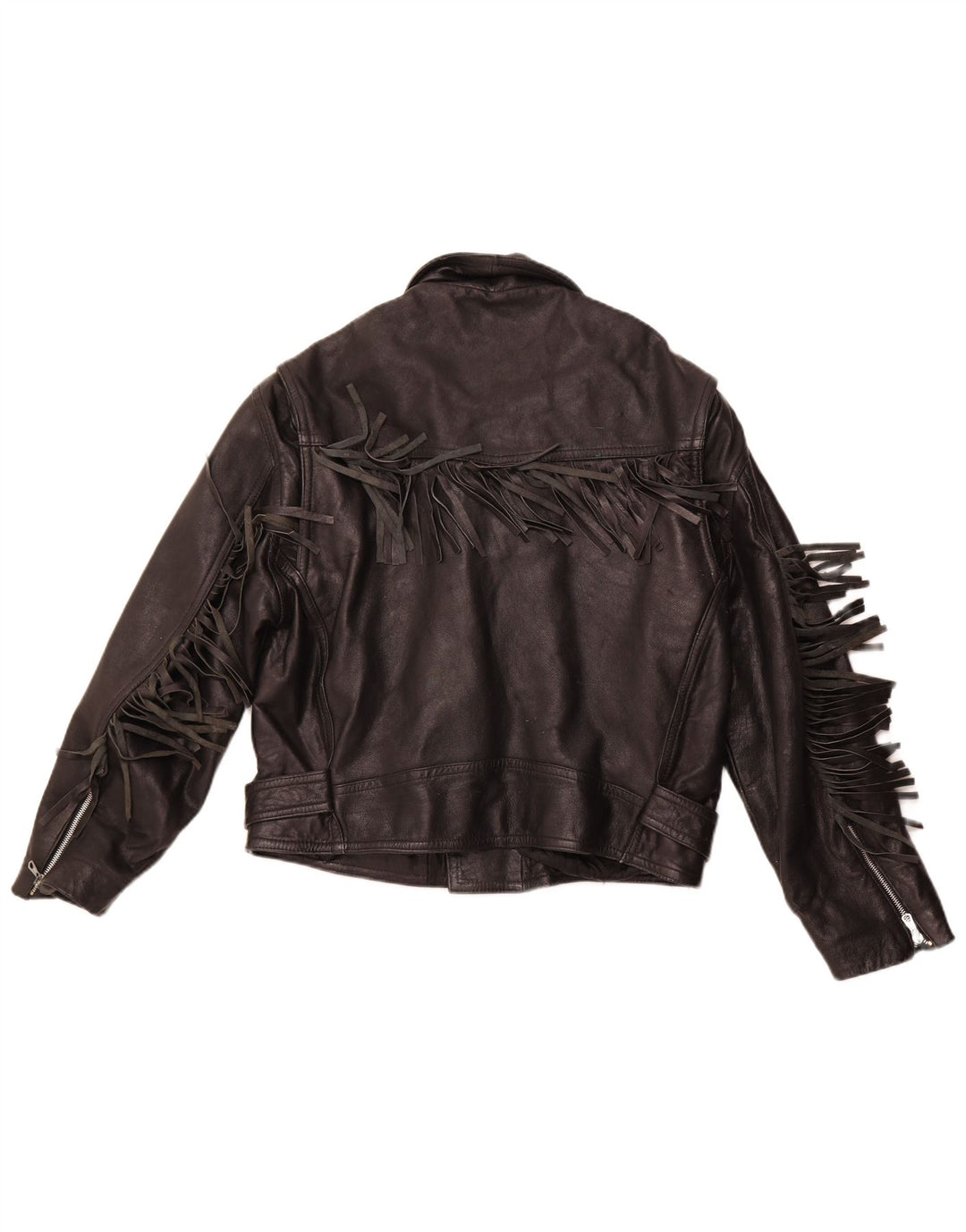 VINTAGE ženska kožna biciklistička jakna UK 14 Srednja crna koža