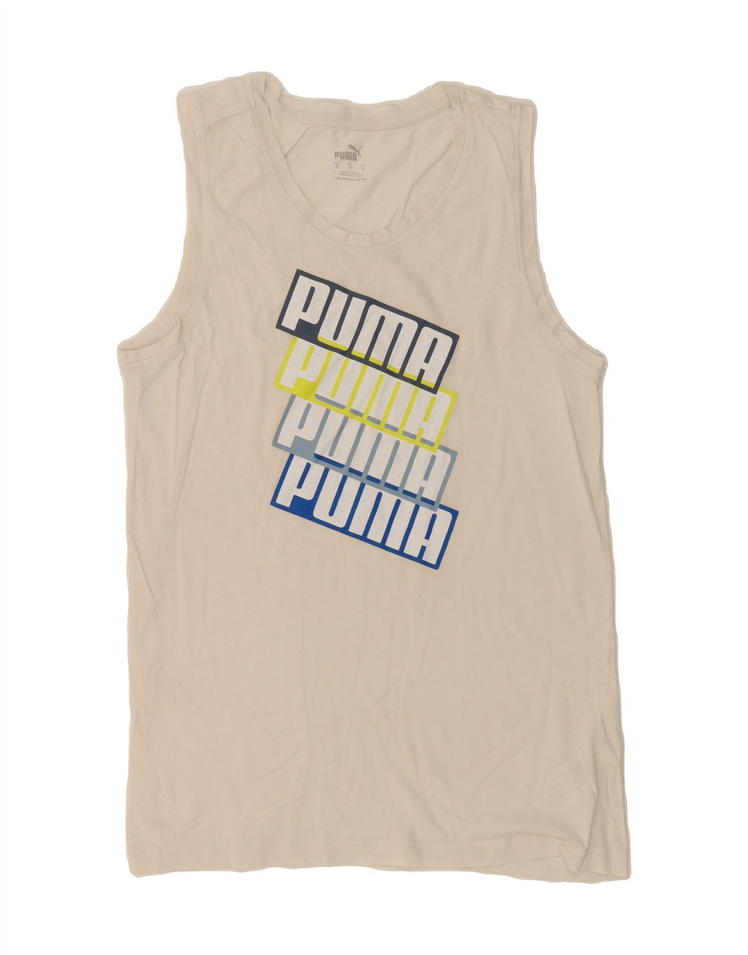 PUMA Mens Graphic Vest Top Small White Vintage Puma and Second-Hand Puma from Messina Hembry 