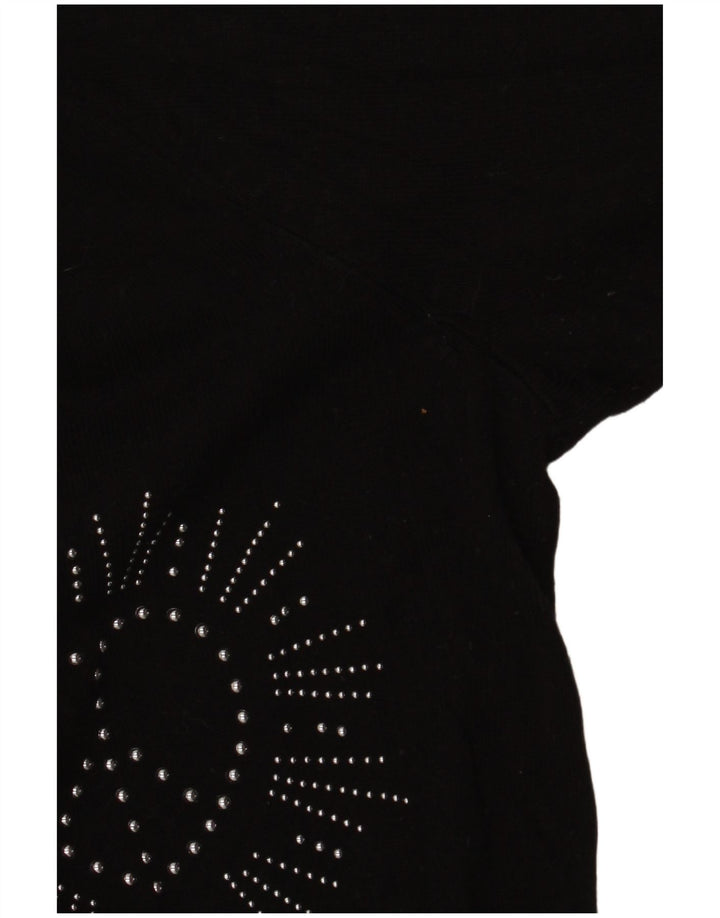 DESIGUAL Ženski džemper s V-izrezom UK 16 Veliki crni sintetički