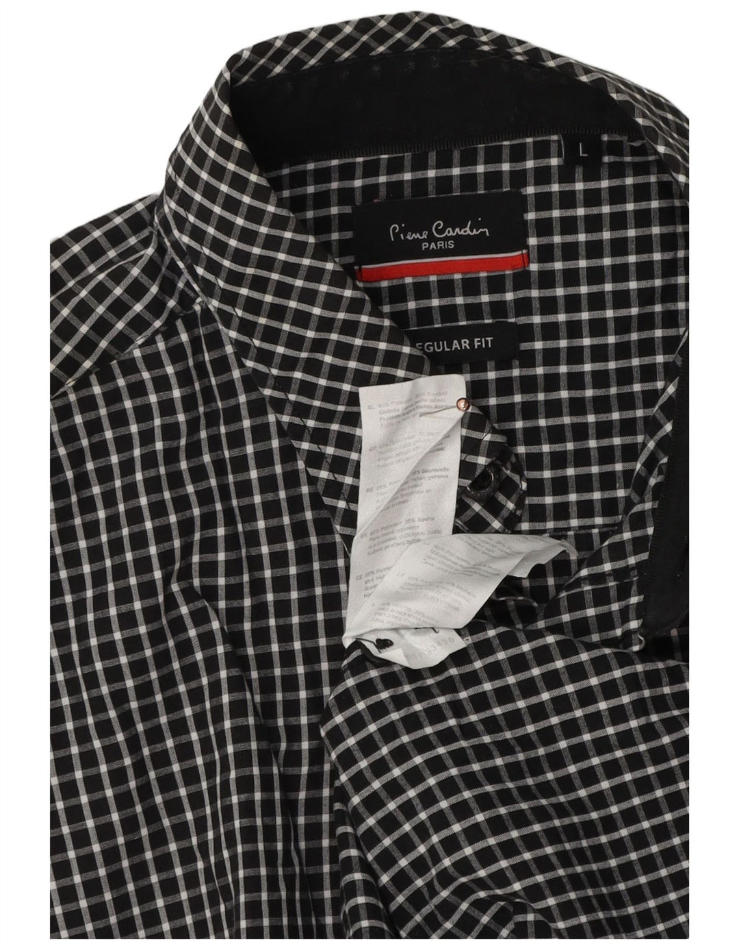 PIERRE CARDIN Muška košulja standardnog kroja, veliki crni gingham poliester