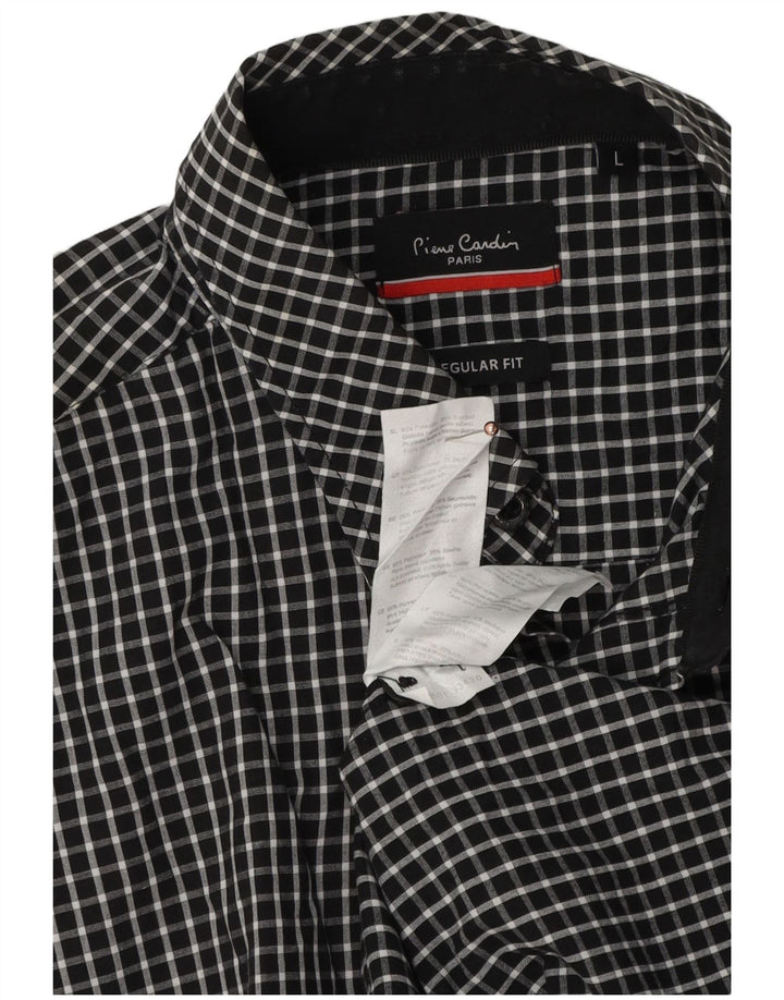 PIERRE CARDIN Muška košulja standardnog kroja, veliki crni gingham poliester