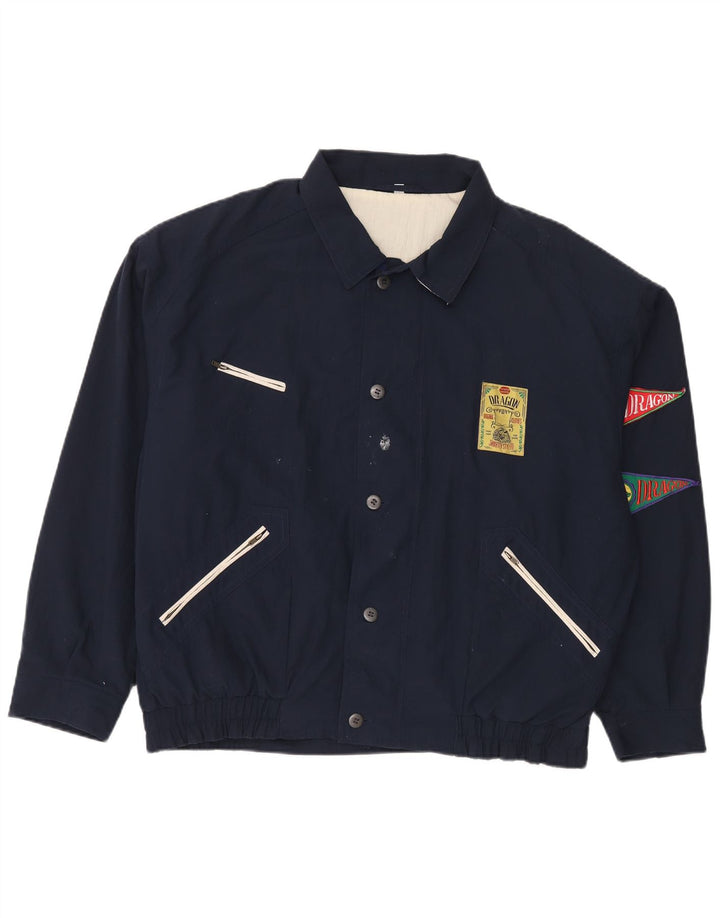 Vintage muška bomber jakna UK 42 XL tamnoplavi poliester