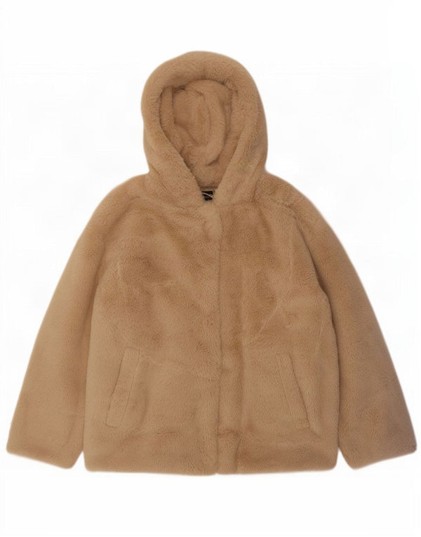 Prevelika jakna od flisa Zara Teddy Bear s kapuljačom UK 10 Small Beige