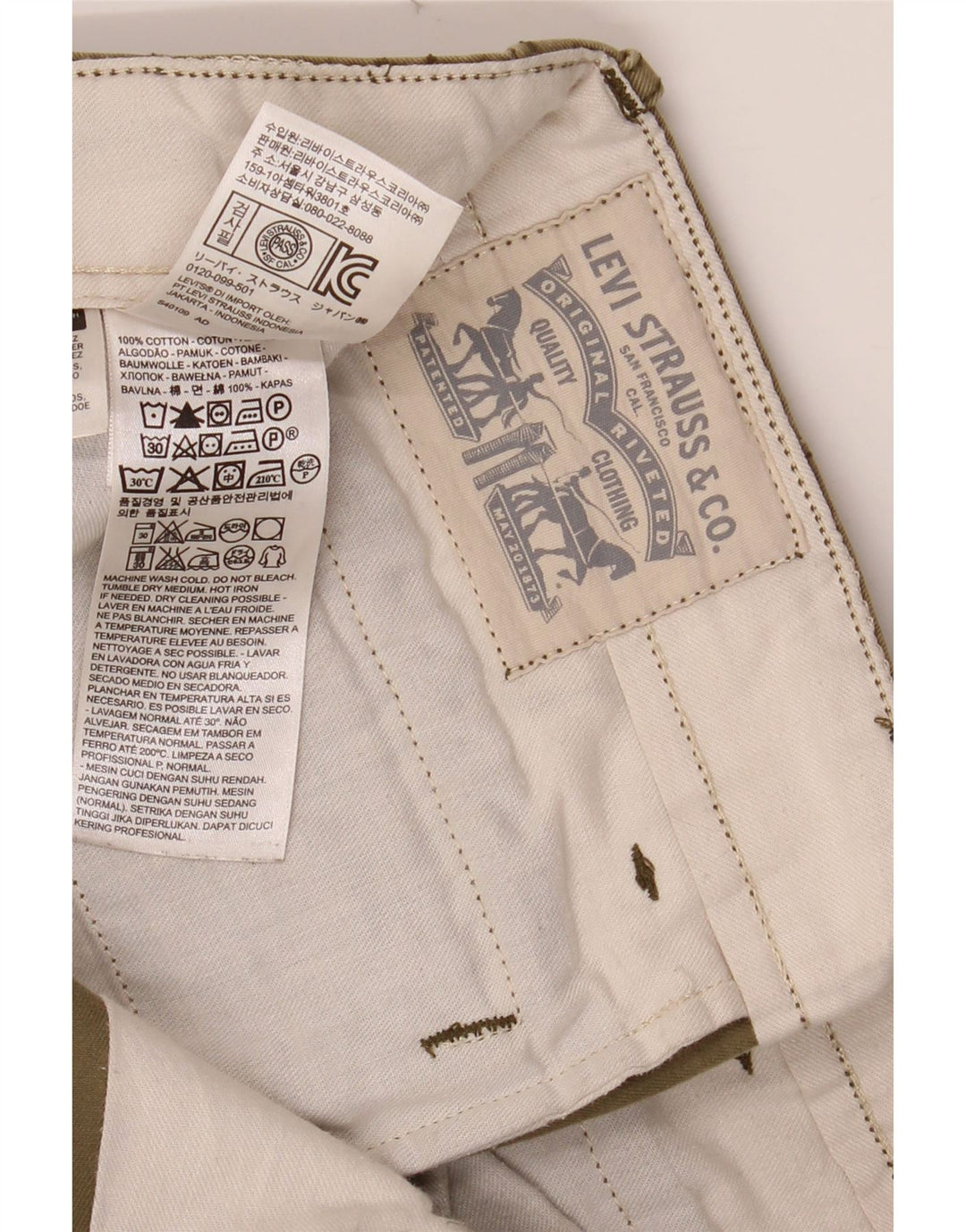 LEVI'S muške uske chino hlače W32 L32 Kaki pamuk