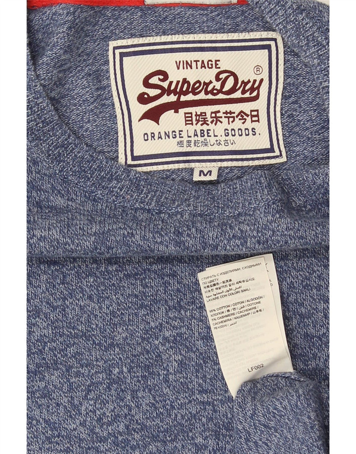 Superdry muški džemper s okruglim izrezom, srednje plavi flekasti pamuk
