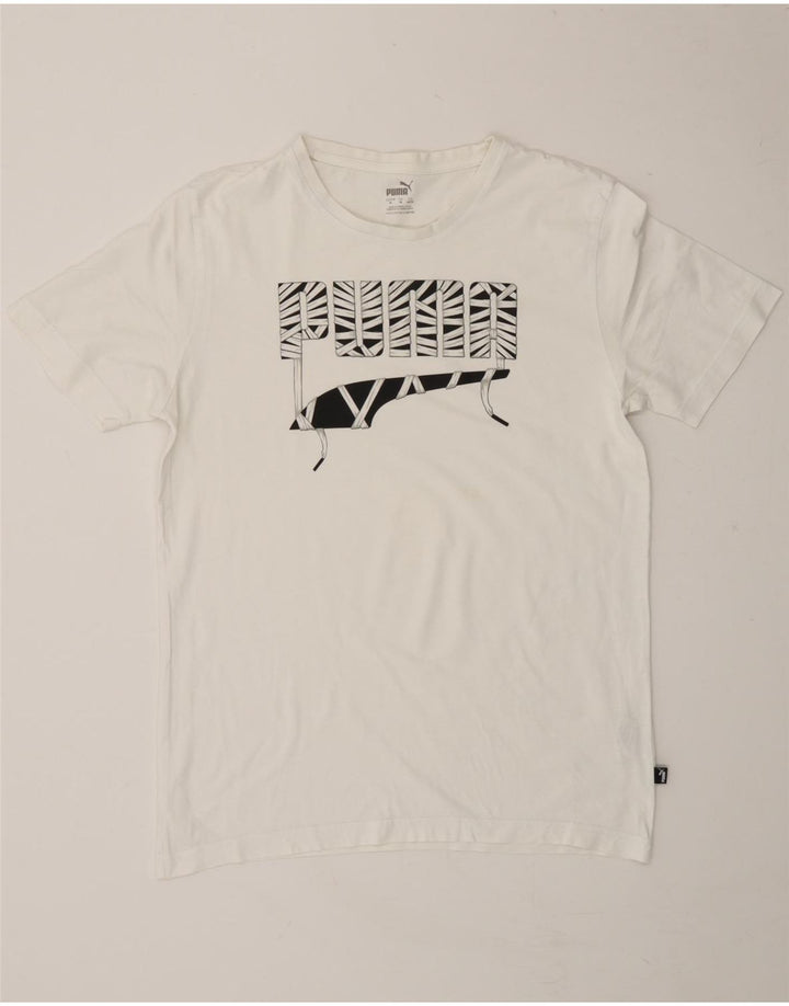 PUMA Mens Graphic T-Shirt Top Medium White Vintage Puma and Second-Hand Puma from Messina Hembry 