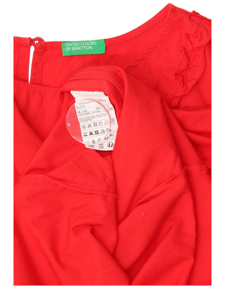 BENETTON Ženski gornji dio bluze bez rukava UK 18 XL, crveni pamuk