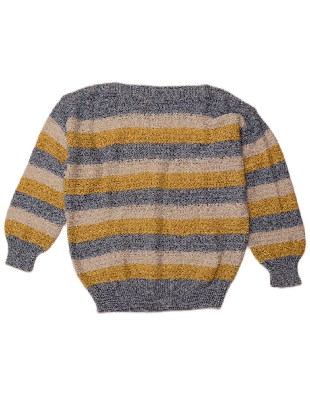 VINTAGE ženski džemper s veznim izrezom IT 42 pamuk na srednje plave pruge