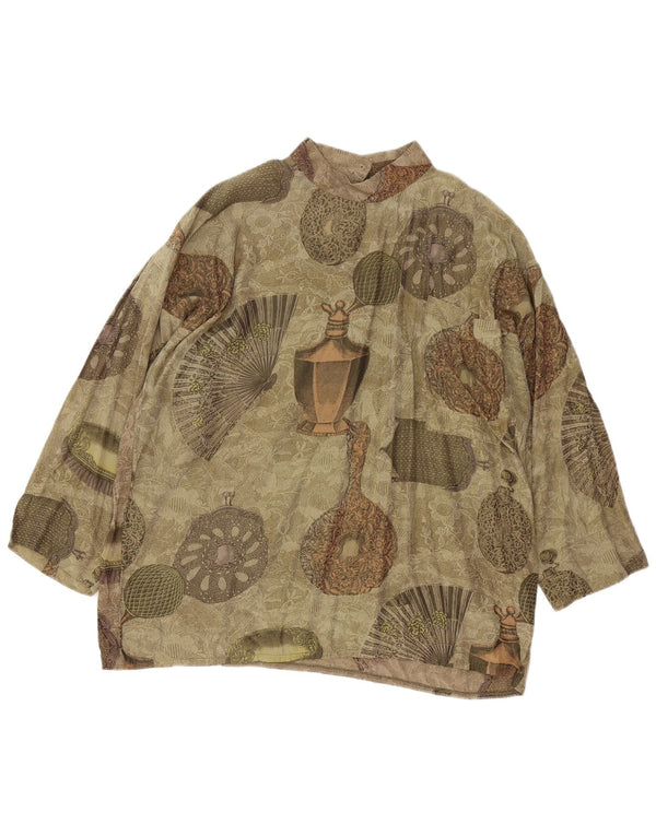 Vintage ženska bluza s apstraktnim uzorkom UK 10 malih zelenih retro