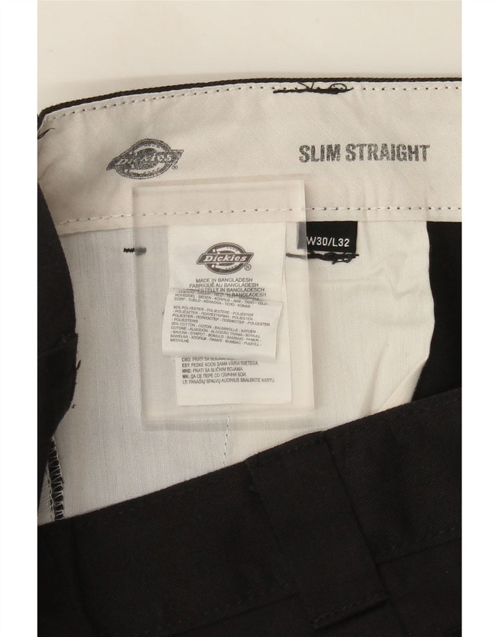 Dickies muške uske ravne chino hlače W30 L32 crni poliester