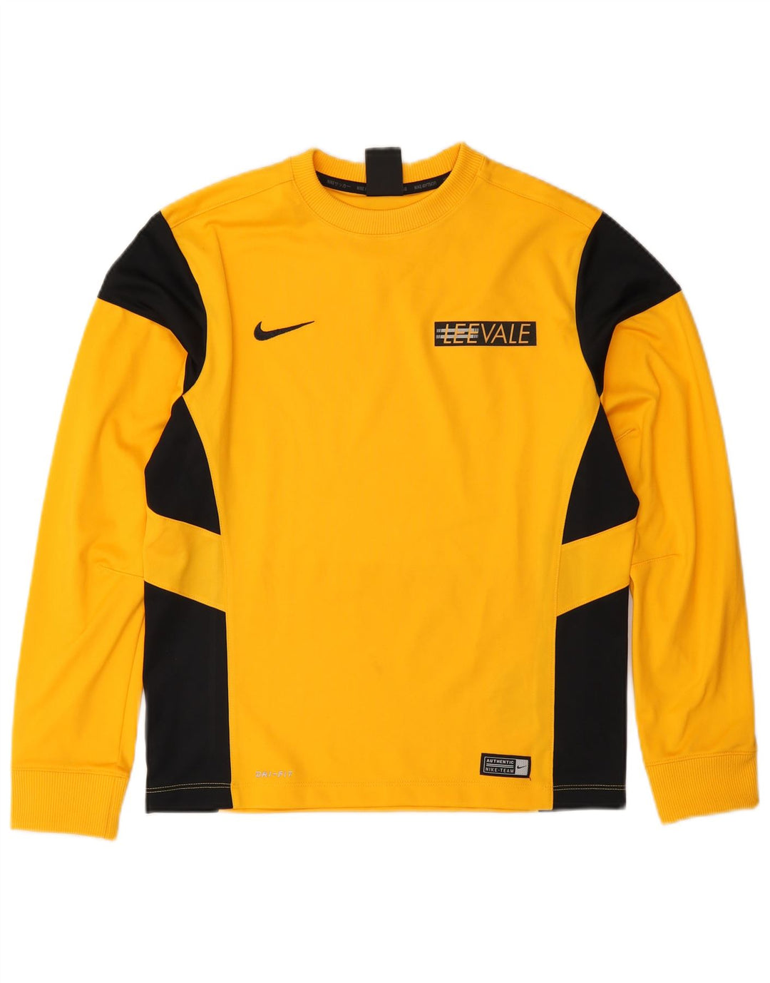 Nike Boys Dri Fit Top s dugim rukavima 12-13 Years Large Yellow Colourblock