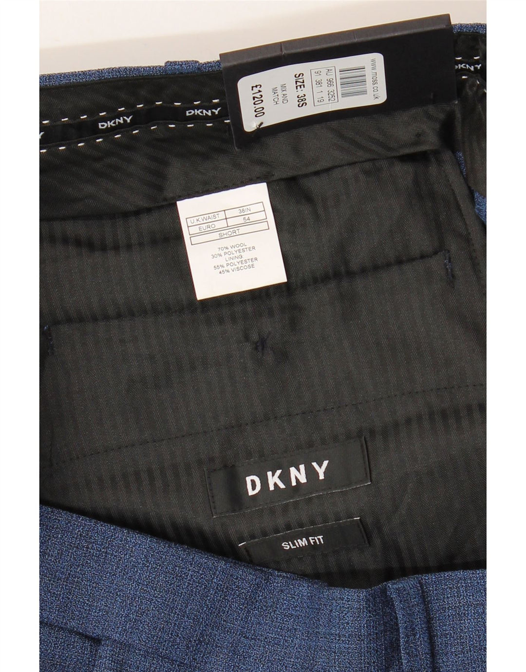 DKNY muške uske hlače W38 L29 plava vuna