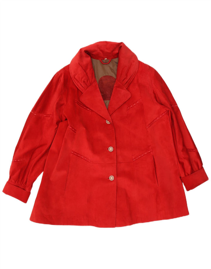 AMGE Veliki ženski gornji kaput od antilopa EU 42, velika crvena koža