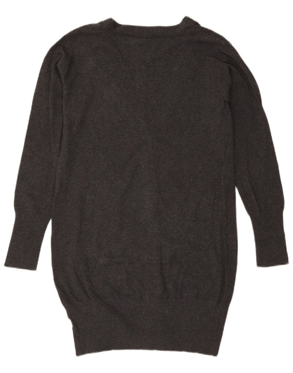 ZARA ženski dugi kardigan pulover UK 14 Veliki sivi pamuk