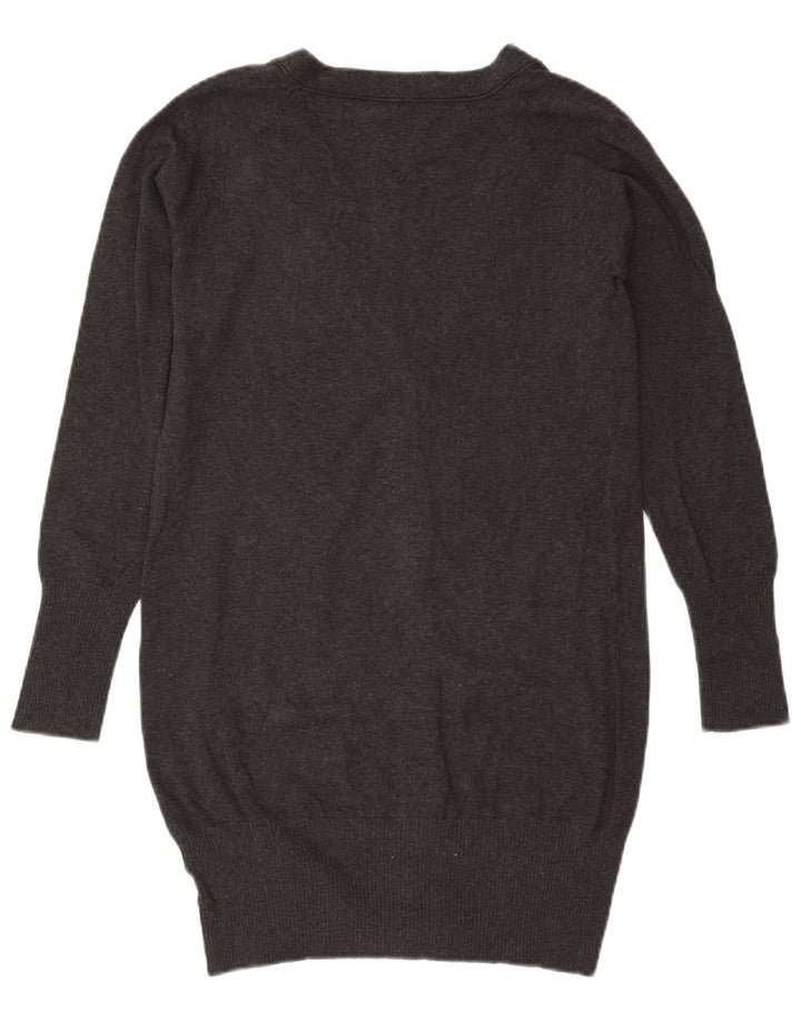 ZARA ženski dugi kardigan pulover UK 14 Veliki sivi pamuk