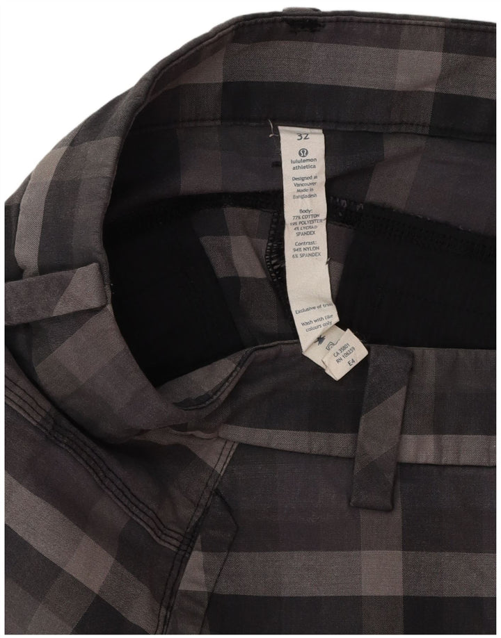 Lululemon muške chino kratke hlače W32 veliki sivi karirani pamuk