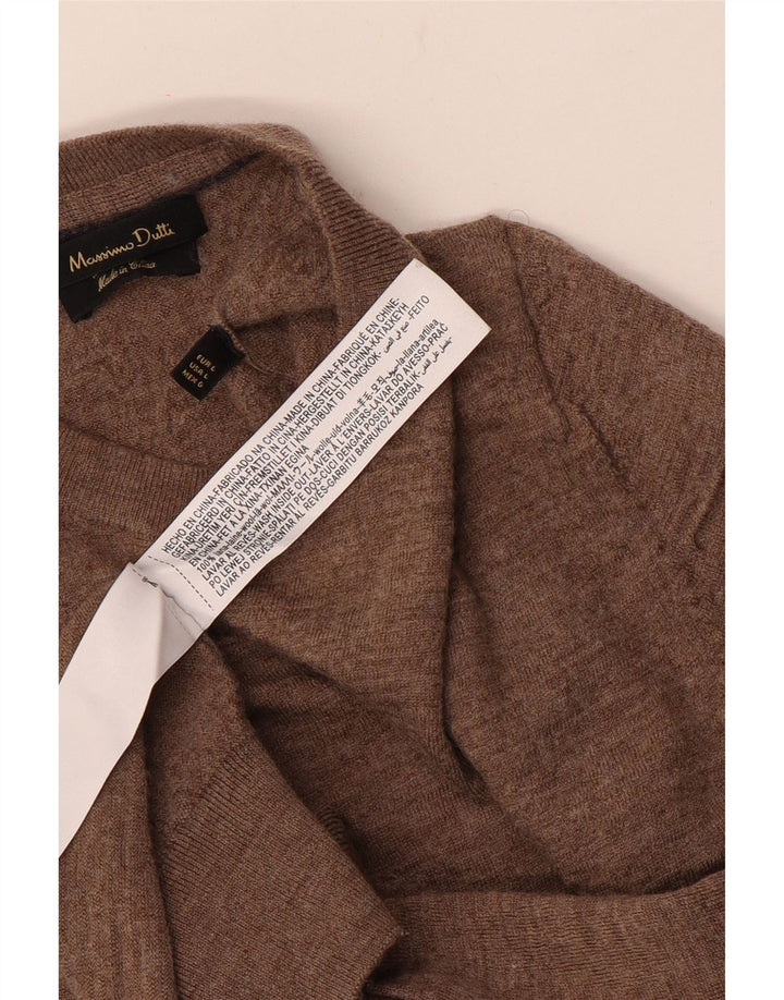 Ženski džemper s okruglim izrezom Massimo Dutti UK 14 Veliki smeđi vuneni