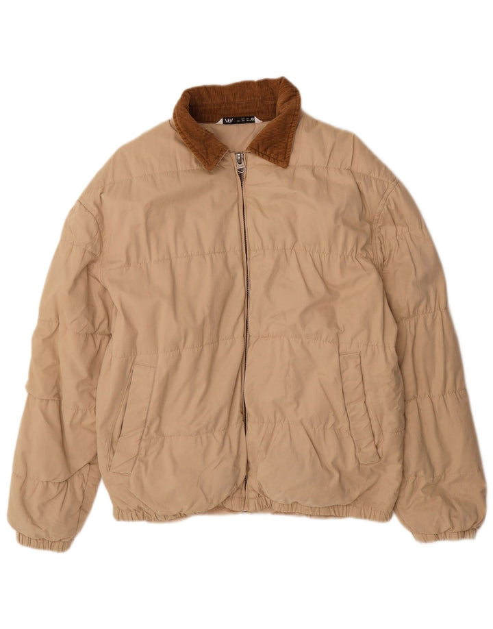 Zara muška bomber jakna UK 40 Large Beige Colourblock Poliester
