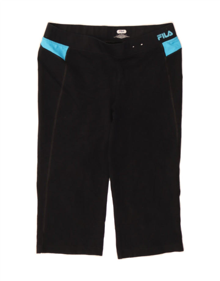 FILA Womens Capri Tracksuit Trousers Medium Black Colourblock Cotton Vintage Fila and Second-Hand Fila from Messina Hembry 