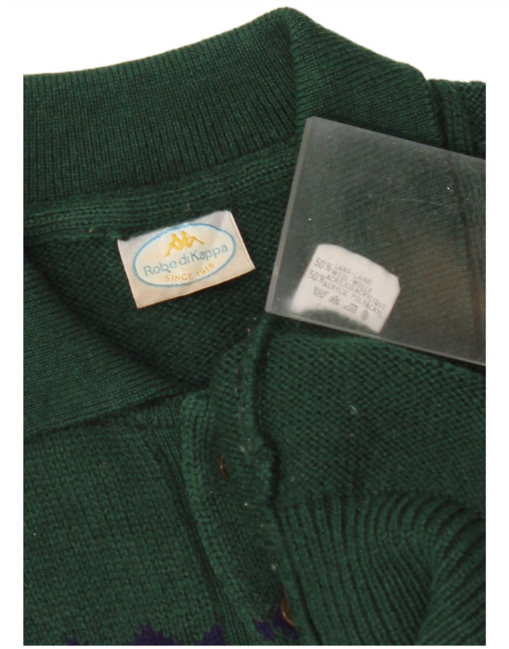 KAPPA muški džemper s polo ovratnikom srednje zelene geometrijske vune