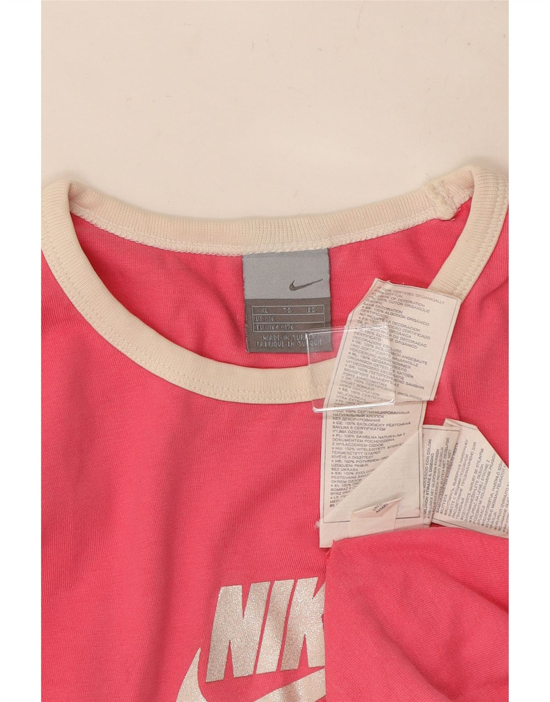 NIKE Girls Air Graphic T-Shirt Top 15-16 Years XL Pink Pamuk