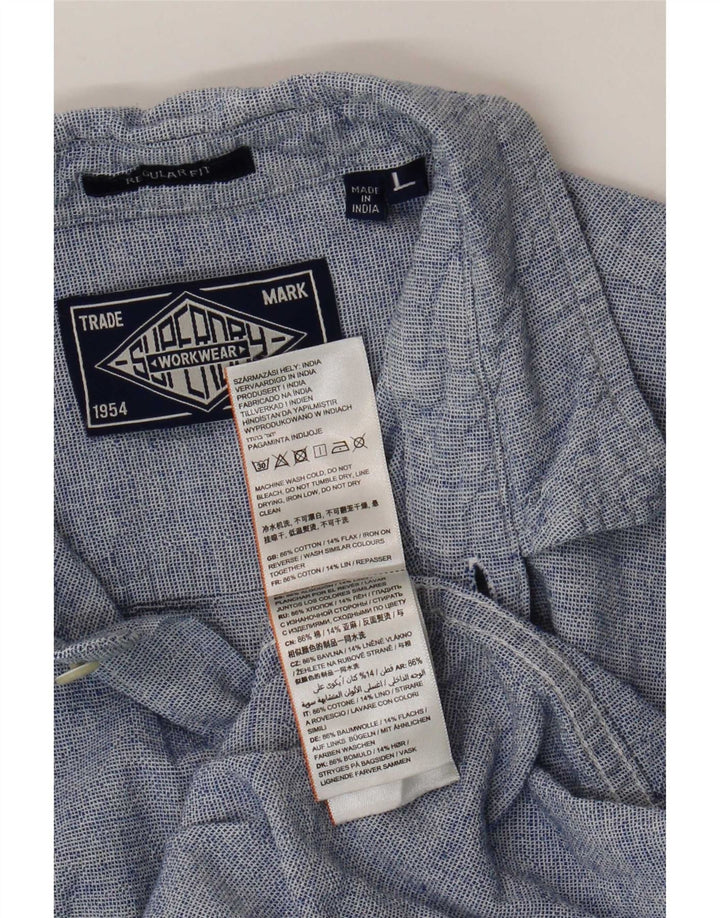 Superdry muška velika plava pamučna košulja standardnog kroja