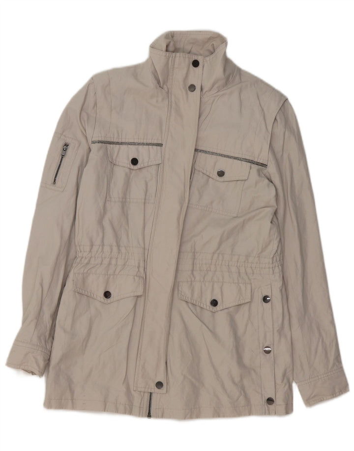 MINT VELVET Ženska pomoćna jakna UK 10 Mala siva pamuk