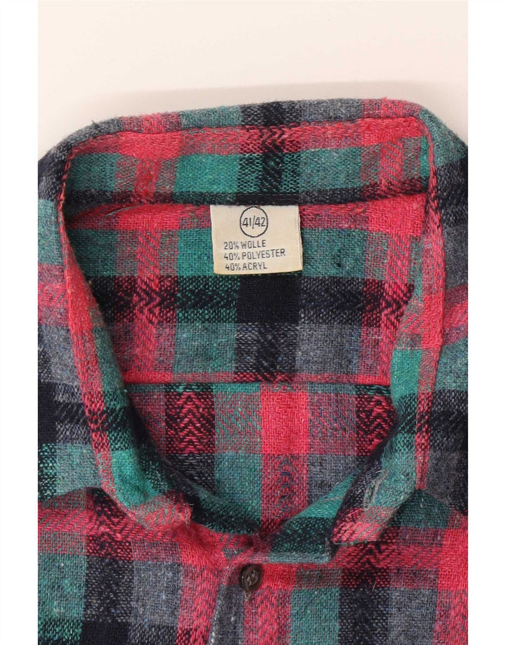 Vintage muška flanelska košulja veličine 41/42 veliki tirkizni karirani poliester