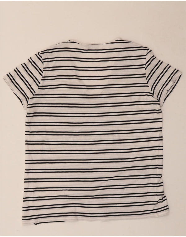 Lacoste Womens T-Shirt Top Size 40 Medium White Striped Cotton