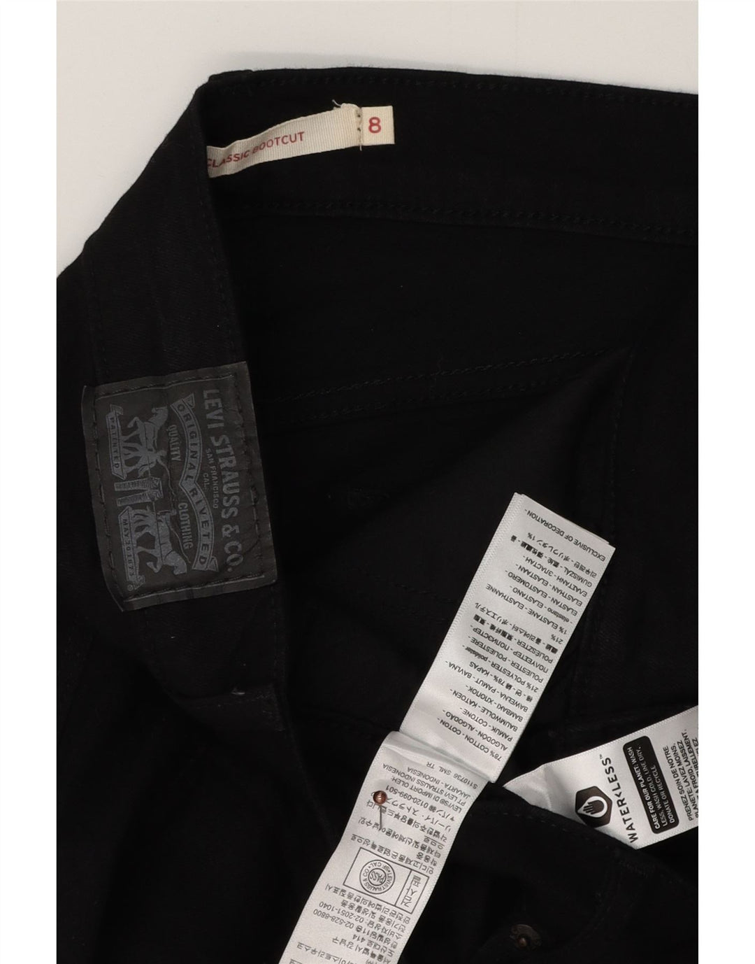 LEVI'S ženske traperice s klasičnim bootcutom US 8 srednje W30 L29 crni pamuk