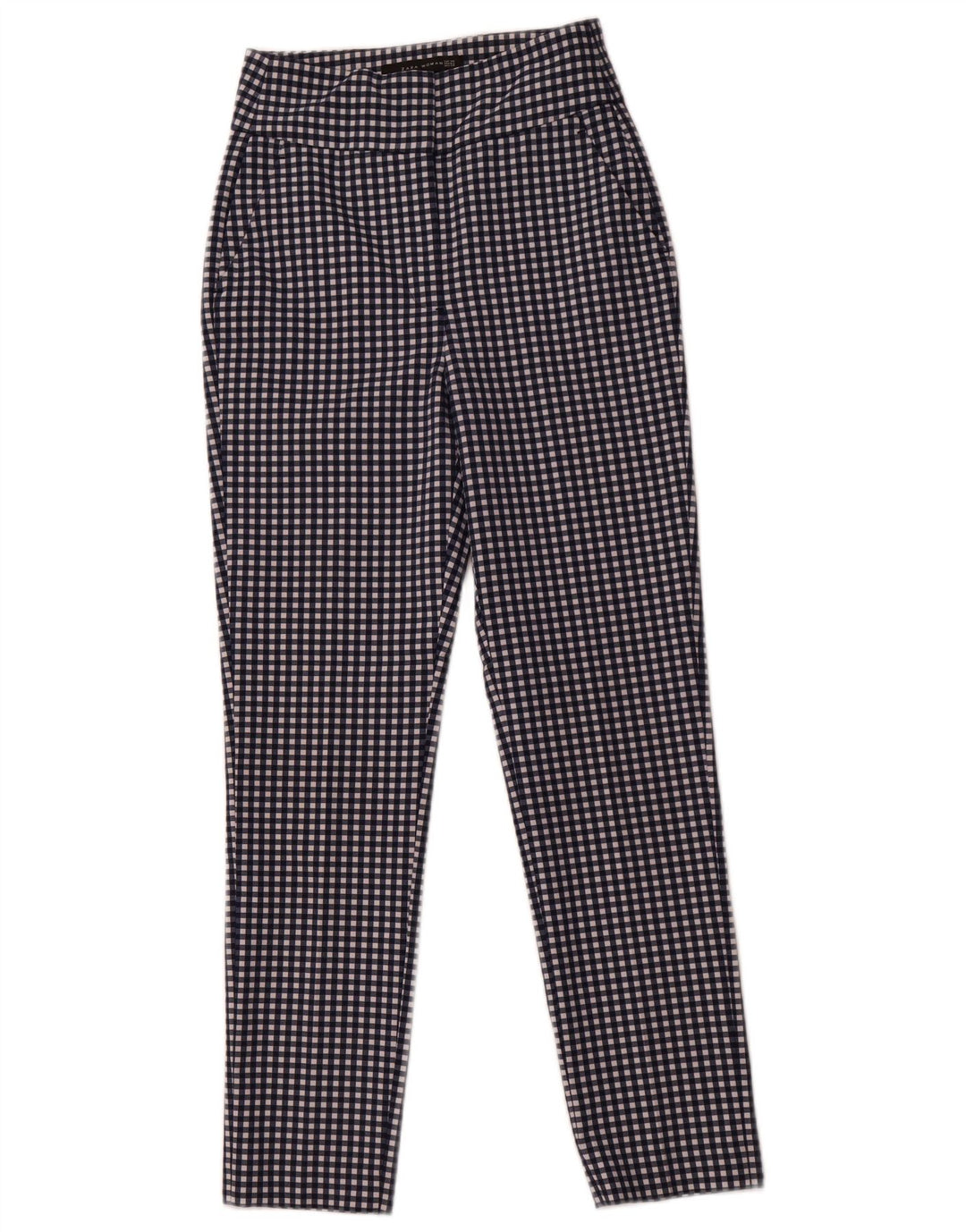 ZARA ženske sužene chino hlače EU 34 2XS W24 L28 tamnoplave gingham