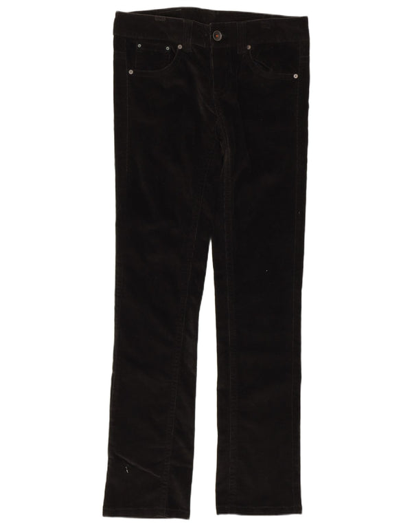 BENETTON Ženske uske hlače od samta IT 42 srednje W32 L32 crni pamuk