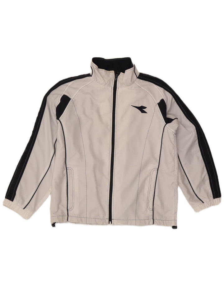DIADORA Womens Tracksuit Top Jacket UK 16 Large White Colourblock