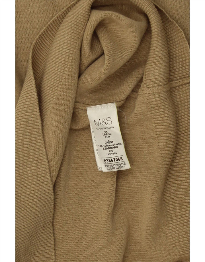 Marks & Spencer, veliki muški džemper s V-izrezom, veliki bež akril