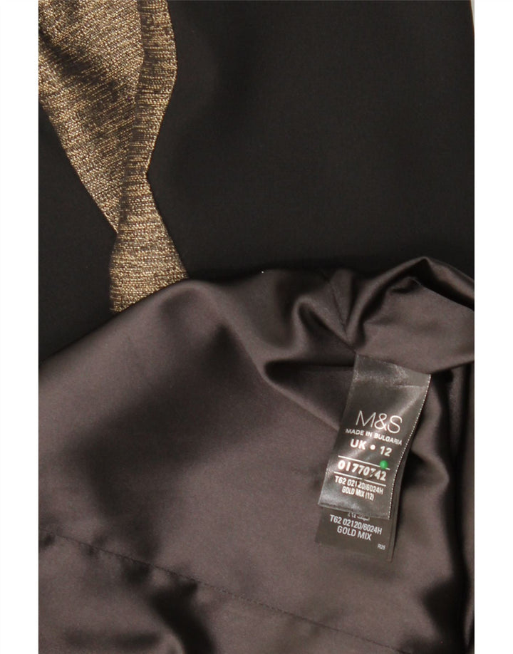 MARKS & SPENCER Womens Sheath Dress UK 12 Medium Black Colourblock Acetate Vintage Marks & Spencer and Second-Hand Marks & Spencer from Messina Hembry 