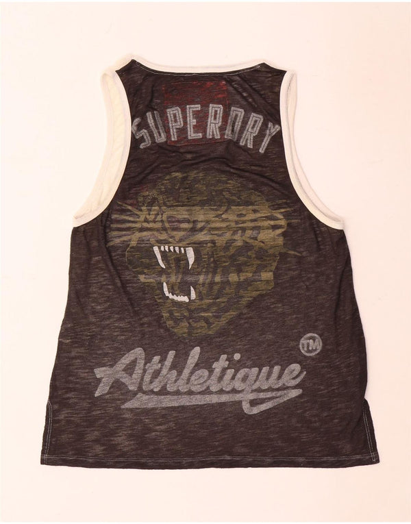 Superdry ženski grafički prsluk UK 10 mali sivi poliester u boji