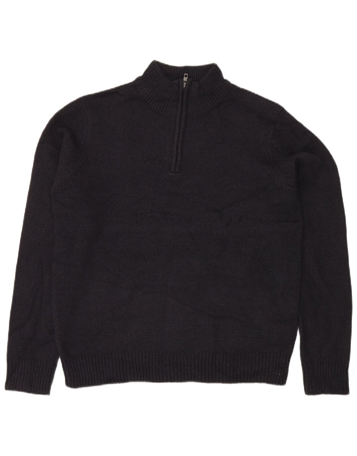 French Connection muški džemper s izrezom i velikim tamnoplavim akrilom