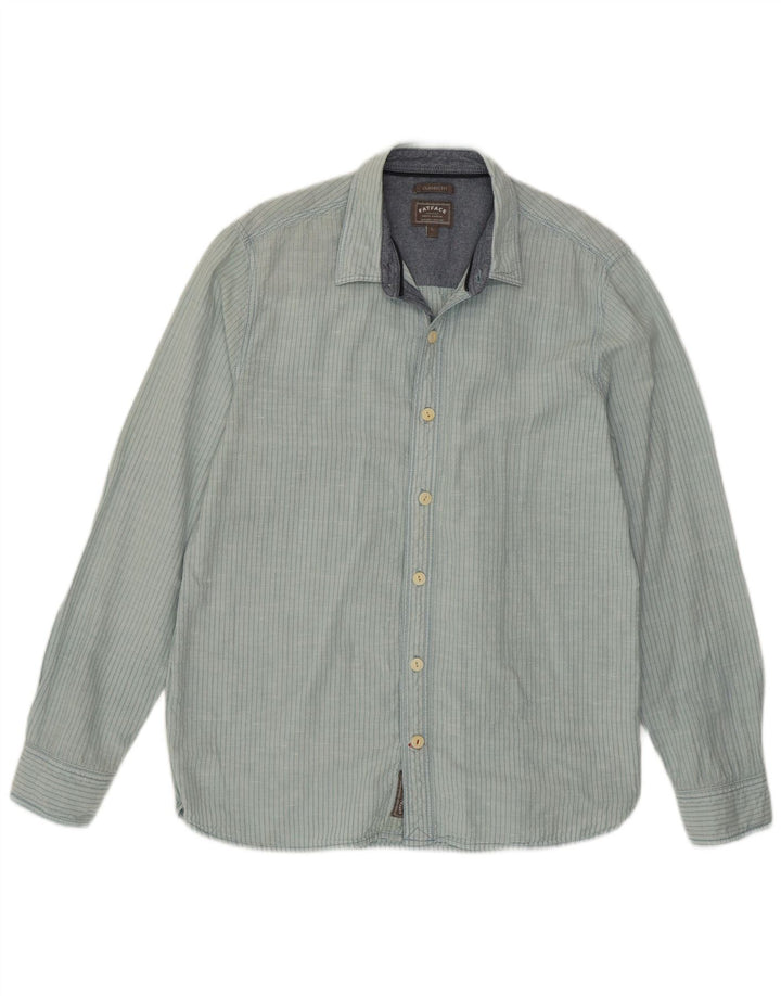 Fat Face muška klasična košulja velikog plavog prugastog lana