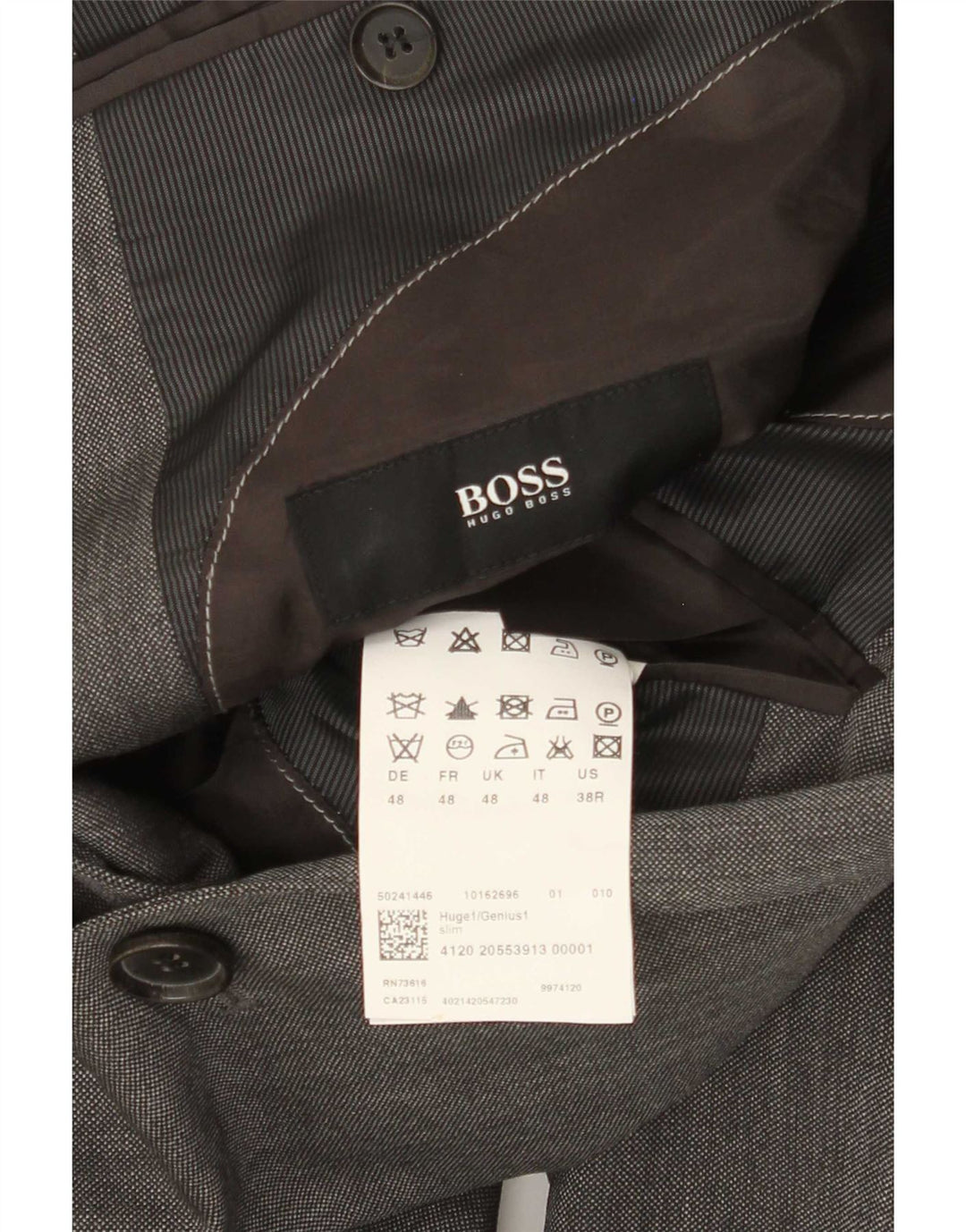 Hugo Boss Muška jakna sa 2 gumba EU 48 Srednje siva djevičanska vuna