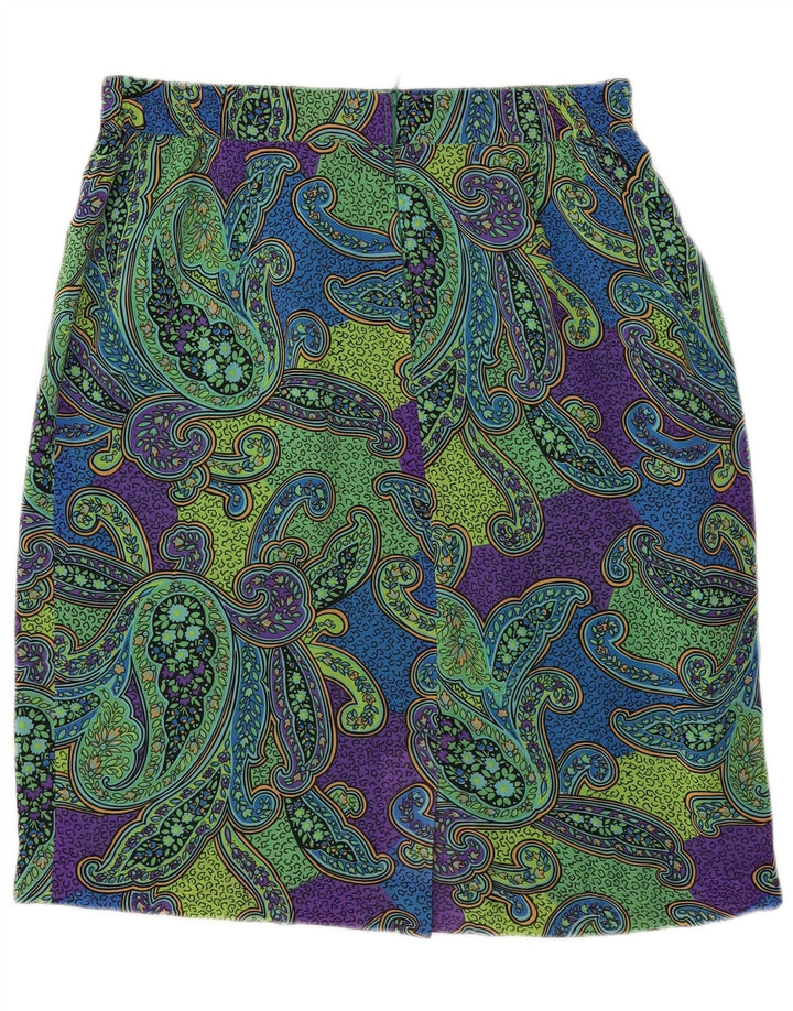 Vintage ženska pencil suknja IT 44 Srednja W34 Zeleni paisley poliester