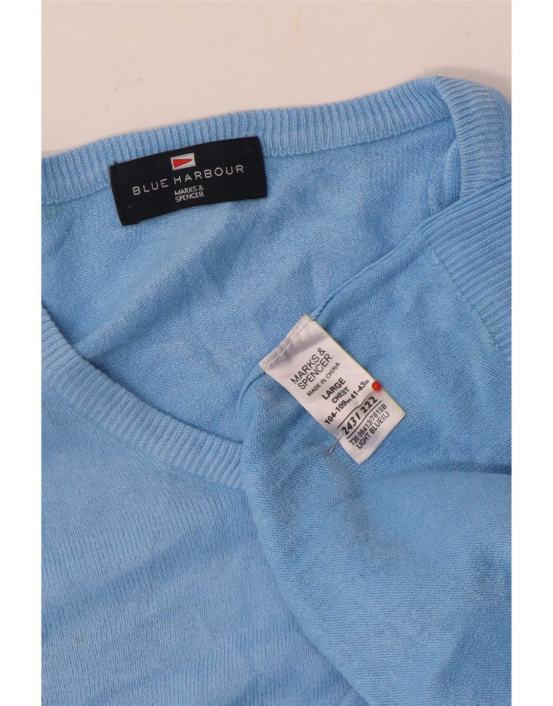 Marks & Spencer muški plavi Harbor džemper s V-izrezom, veliki akril