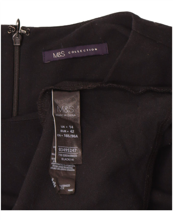 Marks & Spencer ženska haljina A-kroja dugih rukava UK 14 velika crna poliester