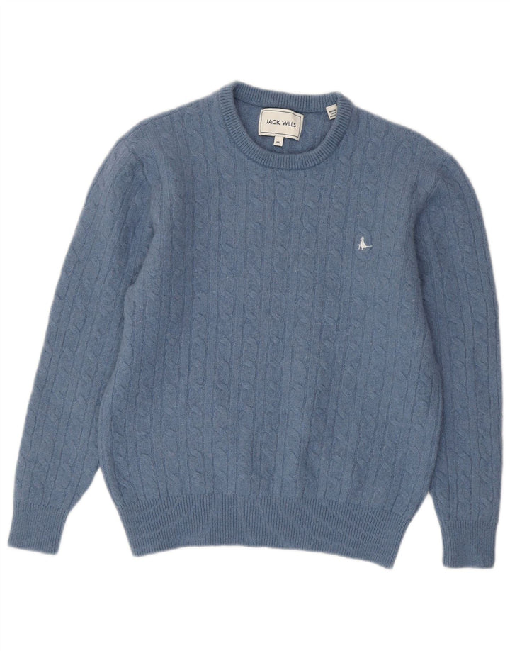 JACK WILLS Ženski džemper s okruglim izrezom Mali plavi vuneni pulover