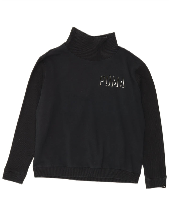 PUMA Womens Turtle Neck Sweatshirt Jumper UK 12 Medium Black