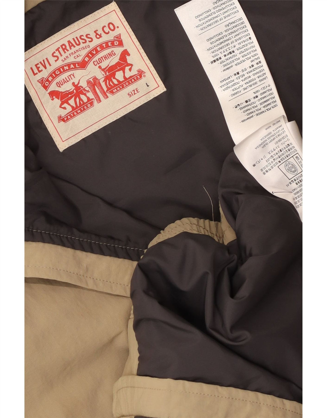 Levi's muška grafička bomber jakna UK 40 Large Beige Colourblock Poliamid