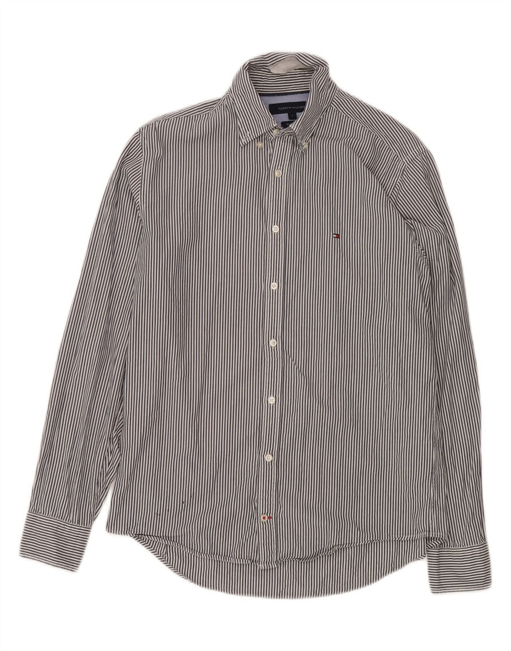 TOMMY HILFIGER Mens Regular Fit Shirt Small Blue Striped Cotton