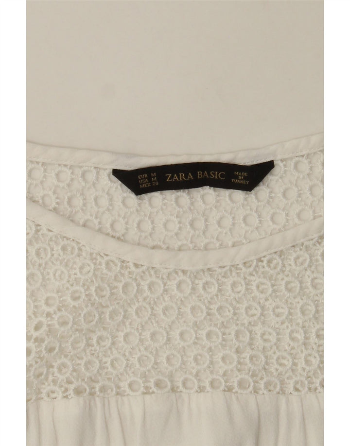 ZARA Womens Sleeveless Blouse Top UK 12 Medium White Floral Vintage Zara and Second-Hand Zara from Messina Hembry 