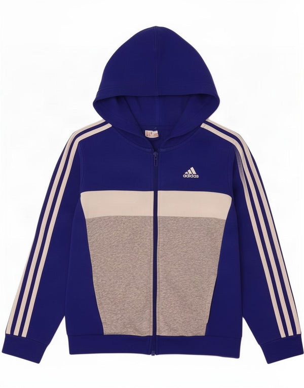 Adidas pulover s kapuljačom s patentnim zatvaračem za dječake 9-10 godina, plavi pamuk